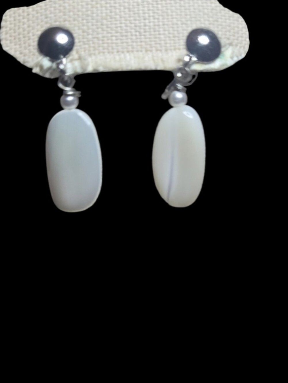 Vintage White and Silver Dangle Pearl Earrings